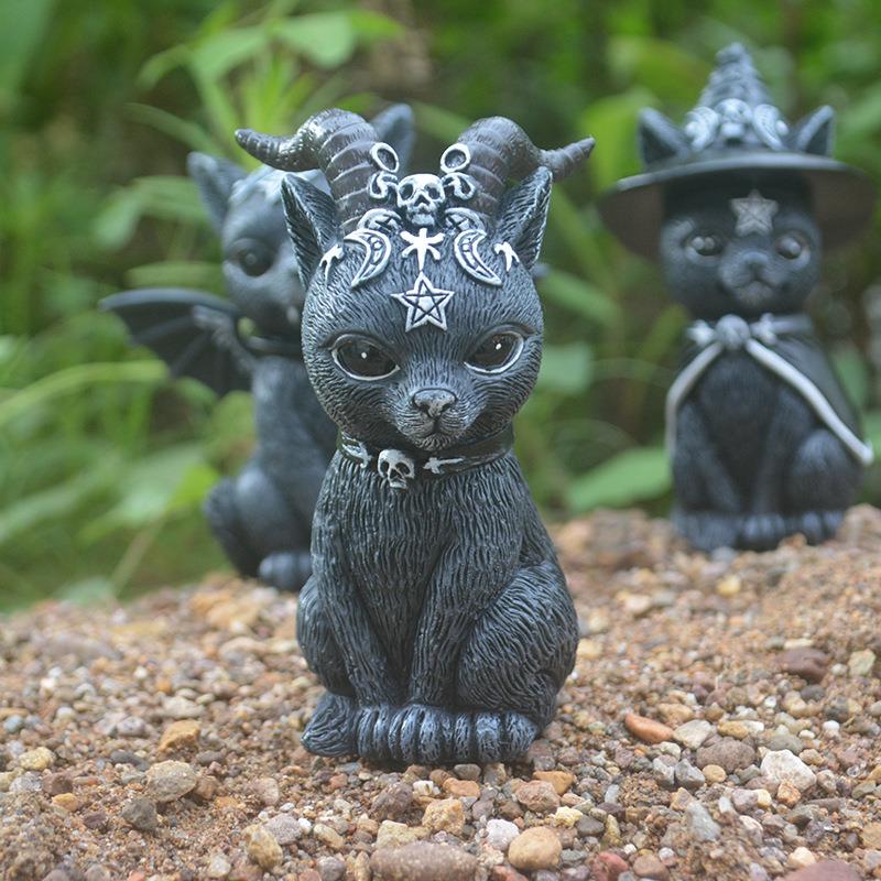 万圣节摆件法猫咪树窗工艺脂品SZ515024独立站魔动物雕塑橱桌面装
