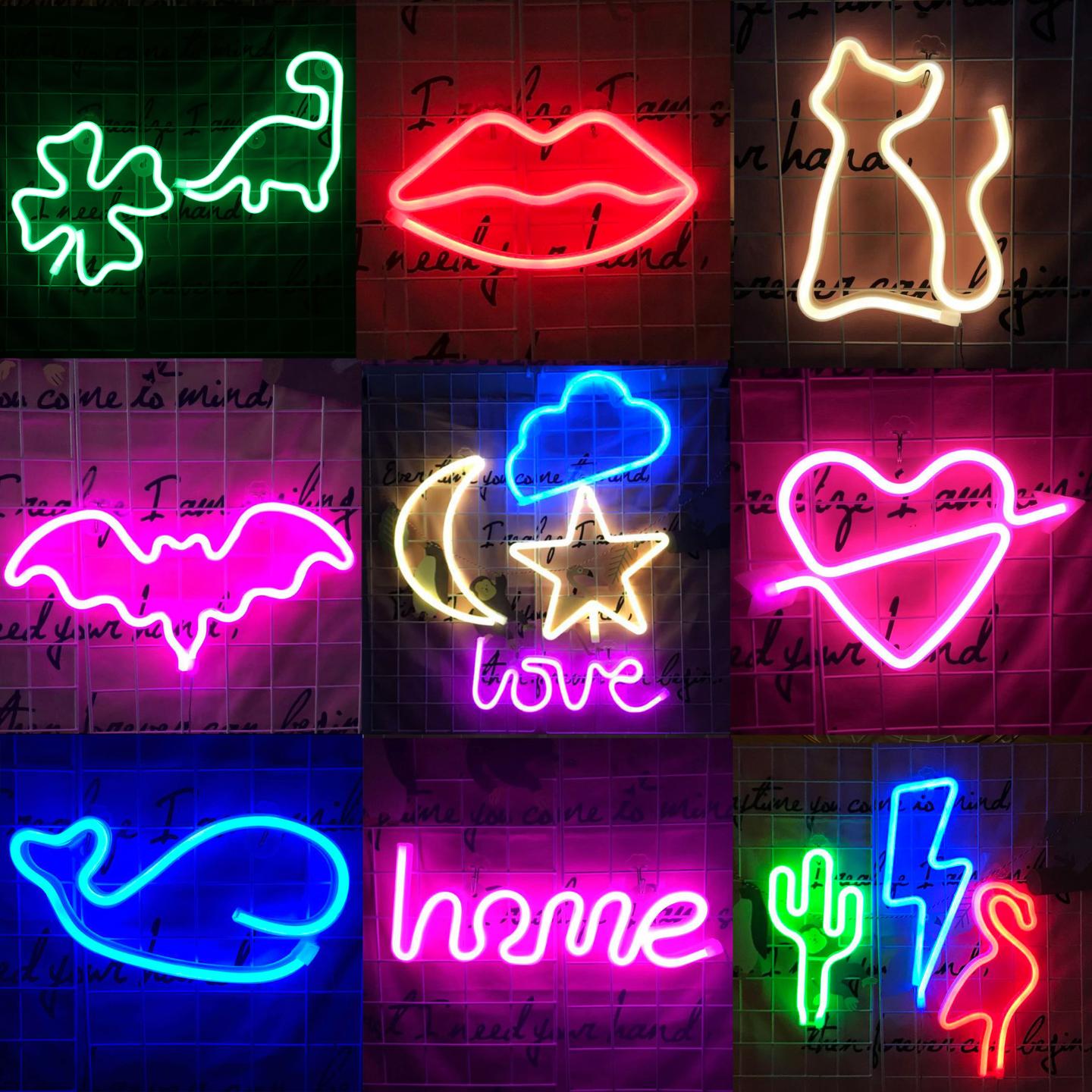 霓虹灯LOVE爱心闪电造型派对灯