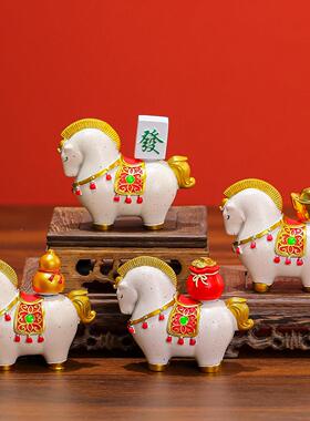 中式国潮马书卡房客厅家居树脂摆工艺品件马上有福通公仔新装饰品