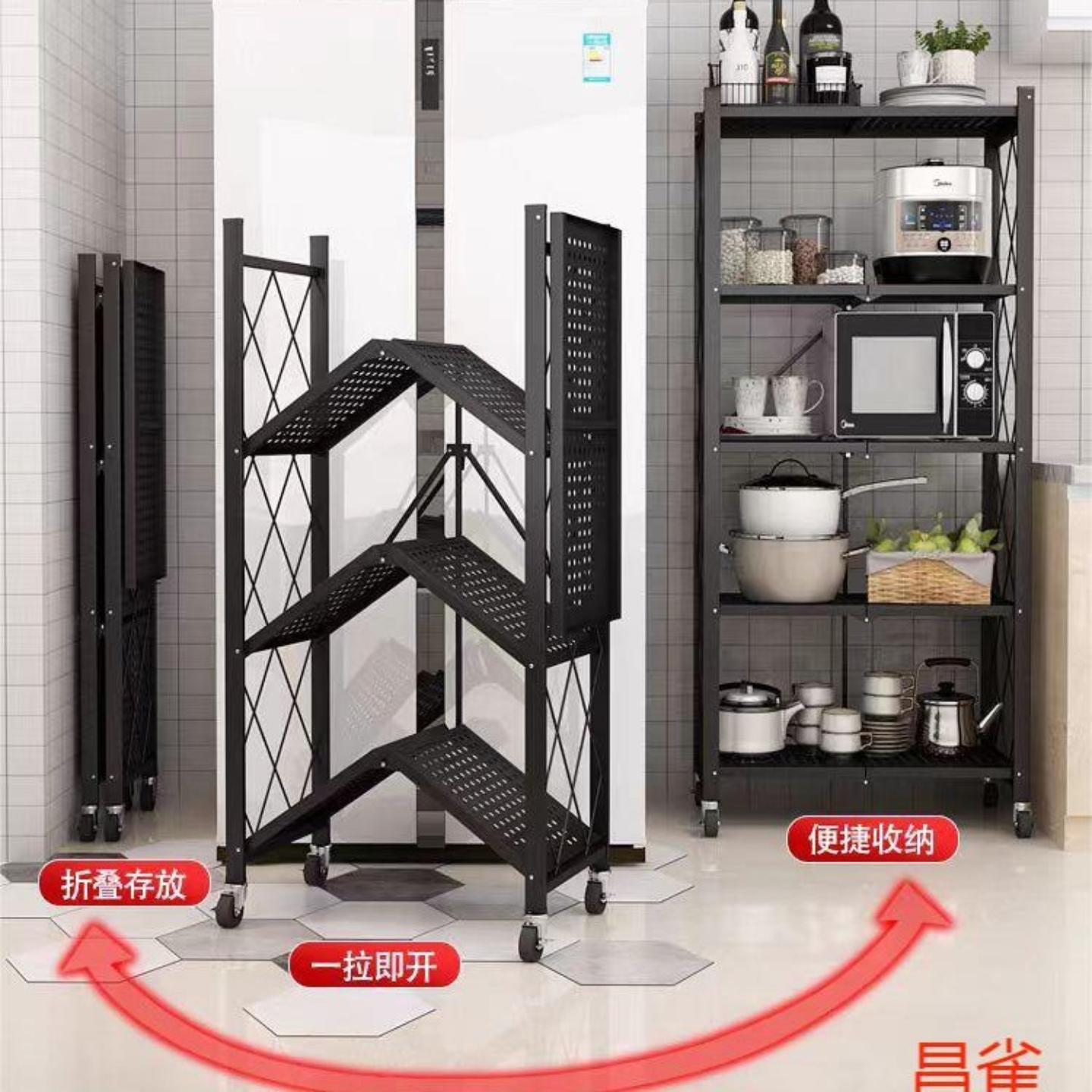折叠置物架五层黑色钢管焊接组装图片