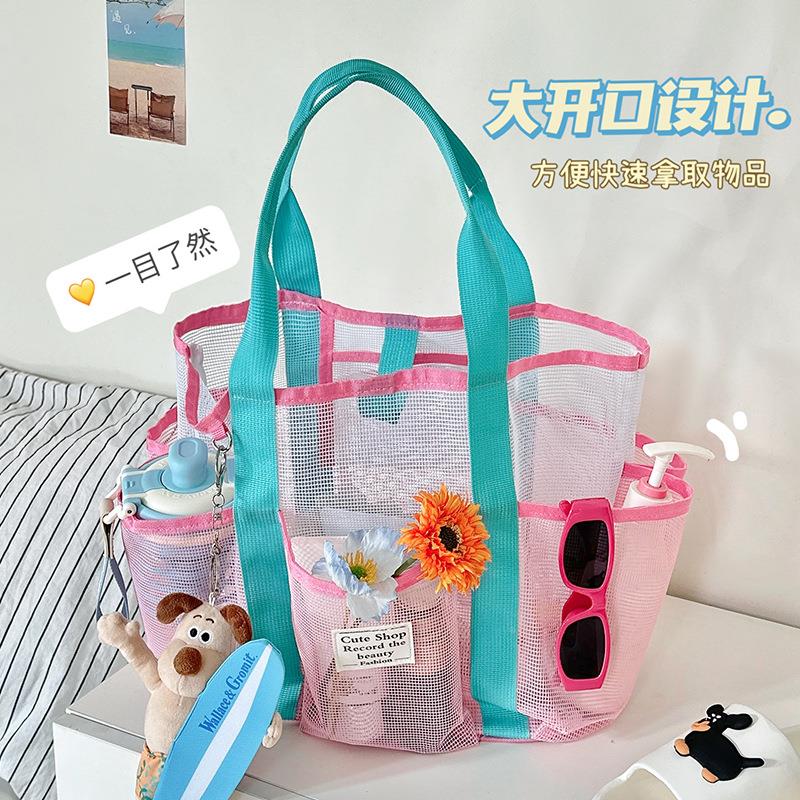 网眼游泳佐致（收手旅提大容量漱沙滩包游洗澡健身包洗泳衣收纳网