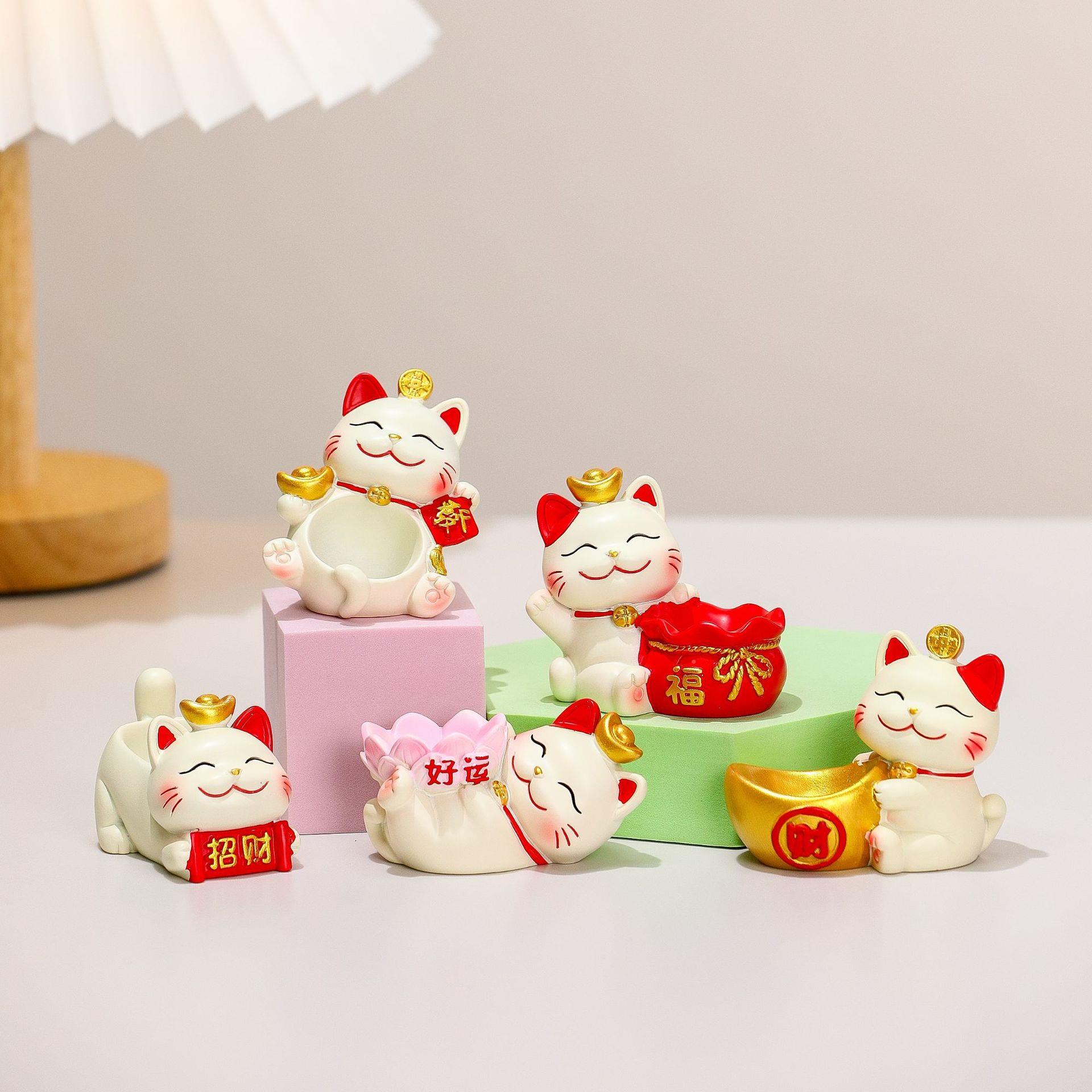可爱室招财猫桌面摆件创意公办书桌装饰品节日动送活礼小猫工艺品