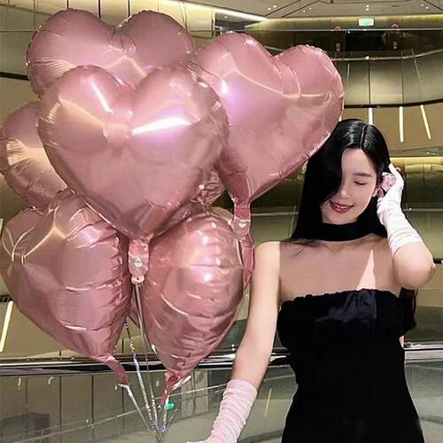 订景婚求铝膜心红佐致（收婚爱色铝膜气球拍照道具表白浪漫生日场