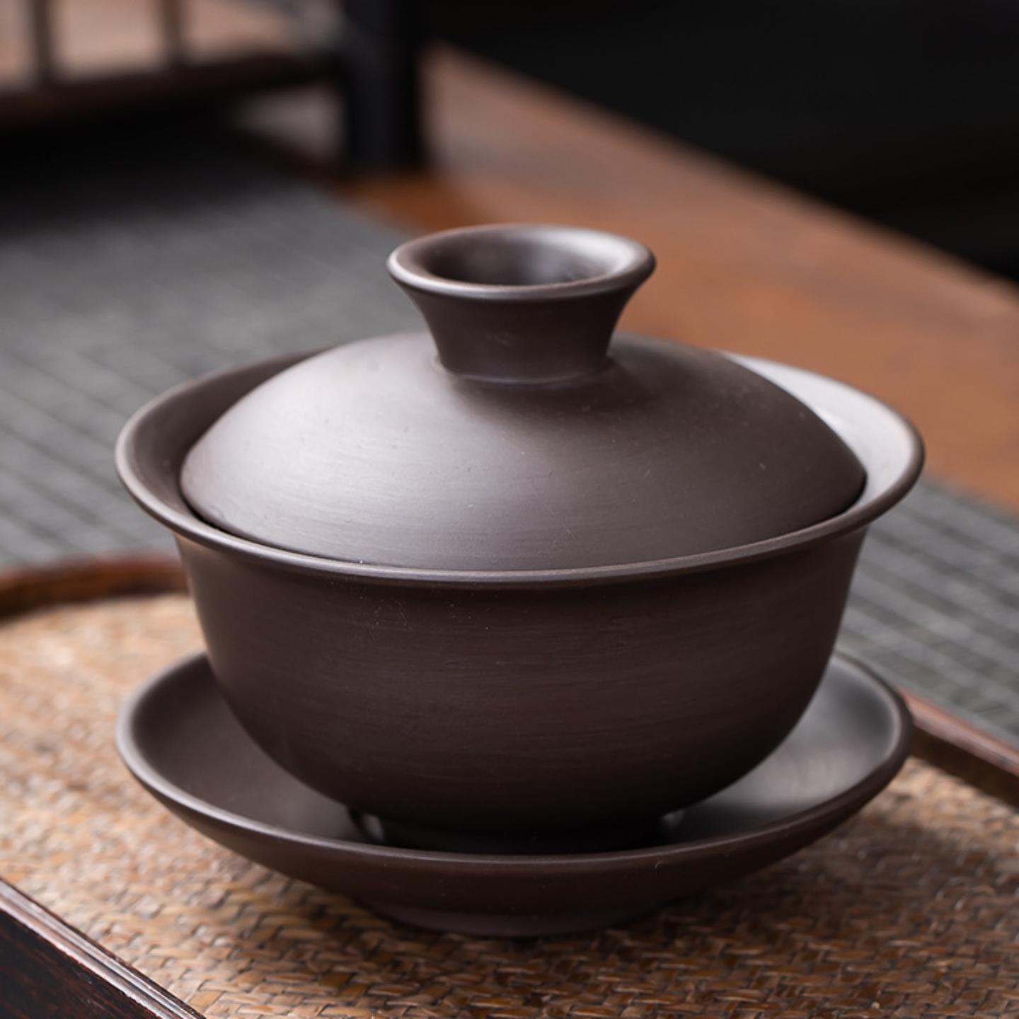 紫砂功夫茶具茶壶盖碗茶杯大号