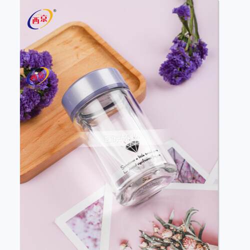 双层玻璃杯可爱花茶杯小巧带盖
