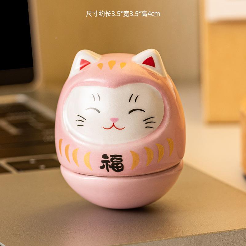 招财猫摆件桌面创小礼FC-福猫品日杂货陶瓷迷你达式摩不倒意翁