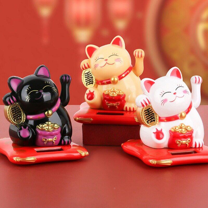 阳能招财猫可爱暴23001富汽车摆创意来开业招手猫摆件娃娃太机八