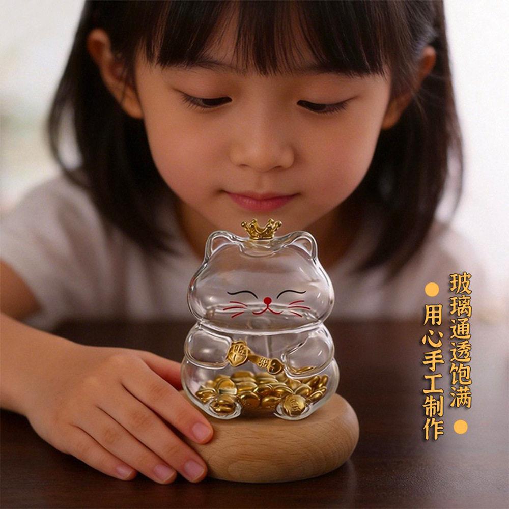颜值可爱豆猫迷你金豆子招财猫存攒钱咪金豆瓜子收纳许愿.