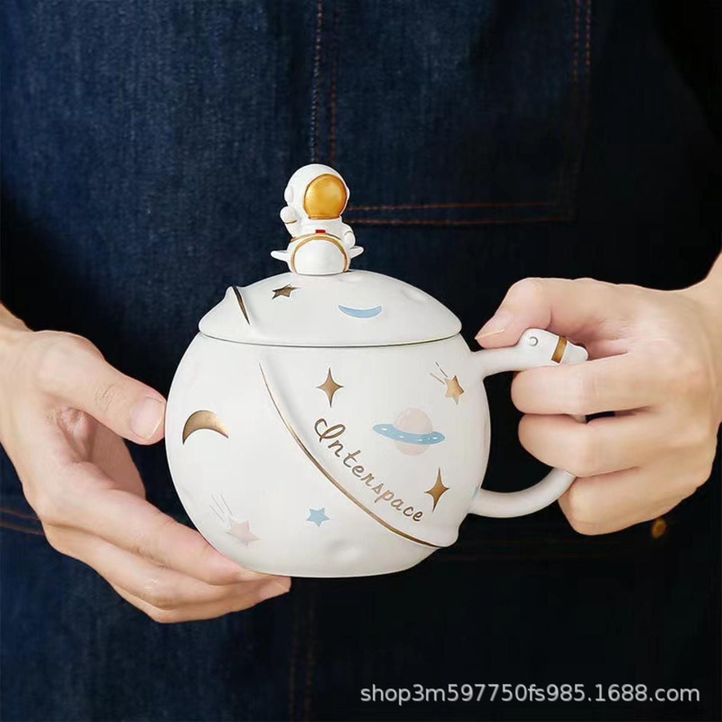 星球马克杯带盖勺创意家用陶瓷