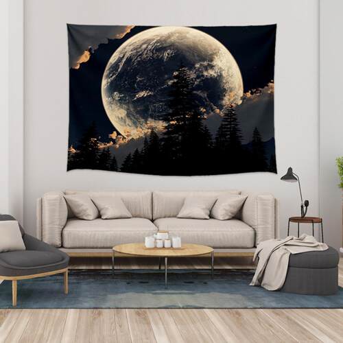 北欧感月球夜景星空治愈风景