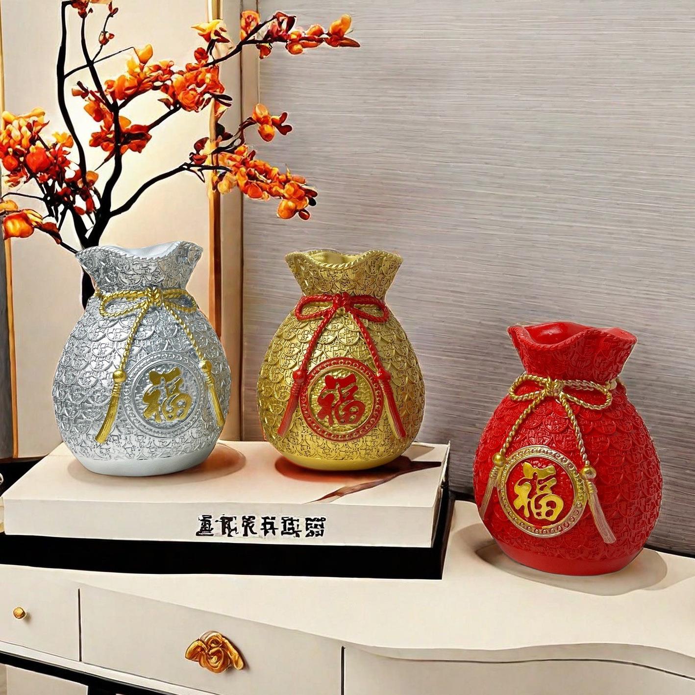麦穗福袋瓶创意树脂工jsj15956艺品财摆件花客装厅饰品礼品招产品图片