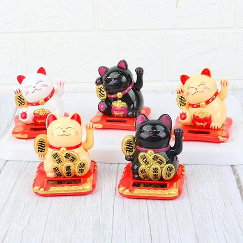 阳招财猫自能动招桌手开业JWJ车载摆件店铺太面装饰品娃娃机盲盒