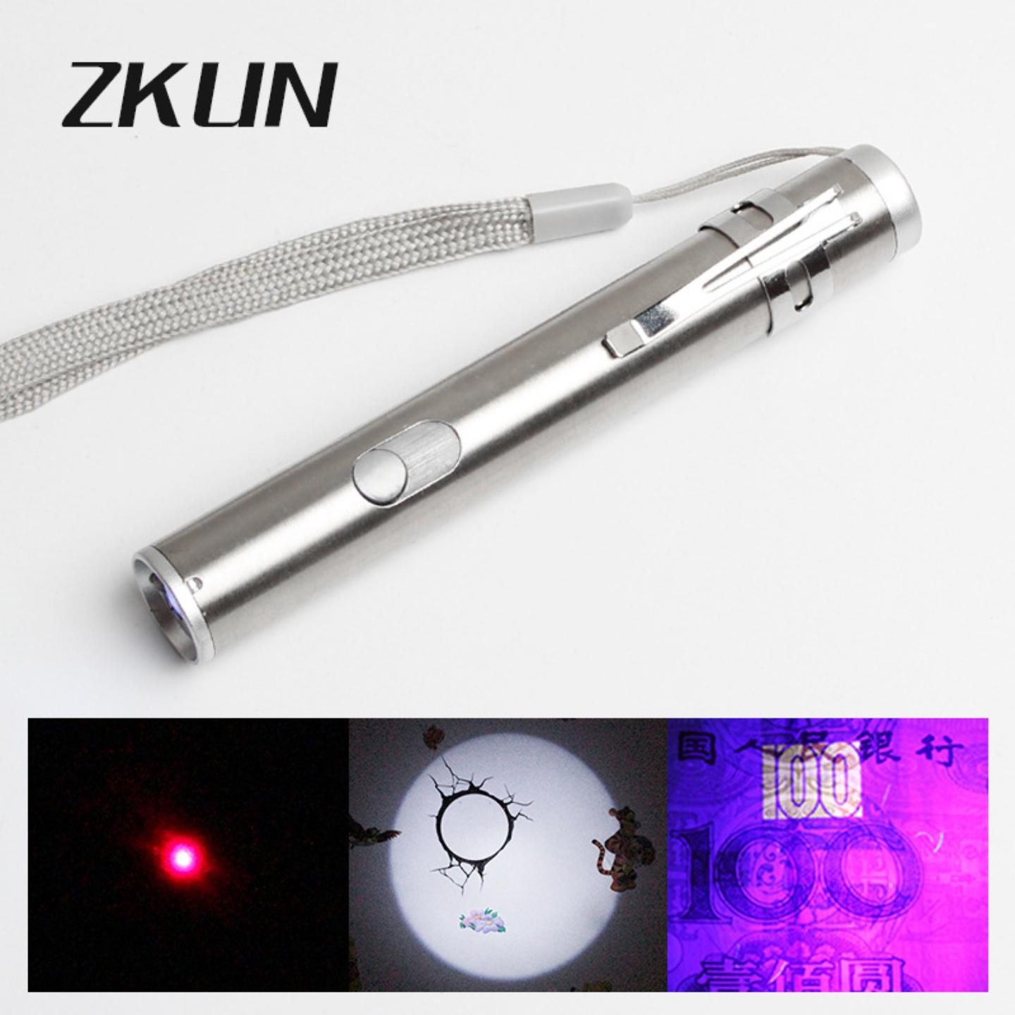 USB不锈钢充电强光小手电筒led