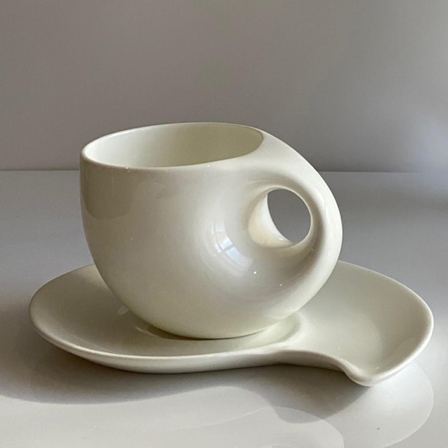 纯白色陶瓷水杯骨瓷咖啡杯套装