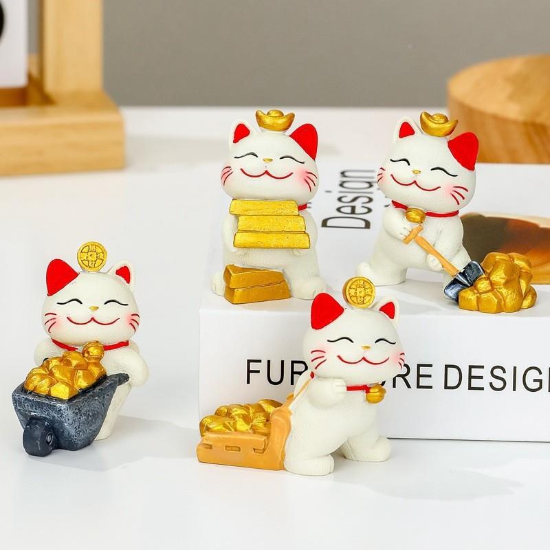 福招财猫装饰件品摆创意办公室气工客厅展示柜桌位面摆设新年礼物