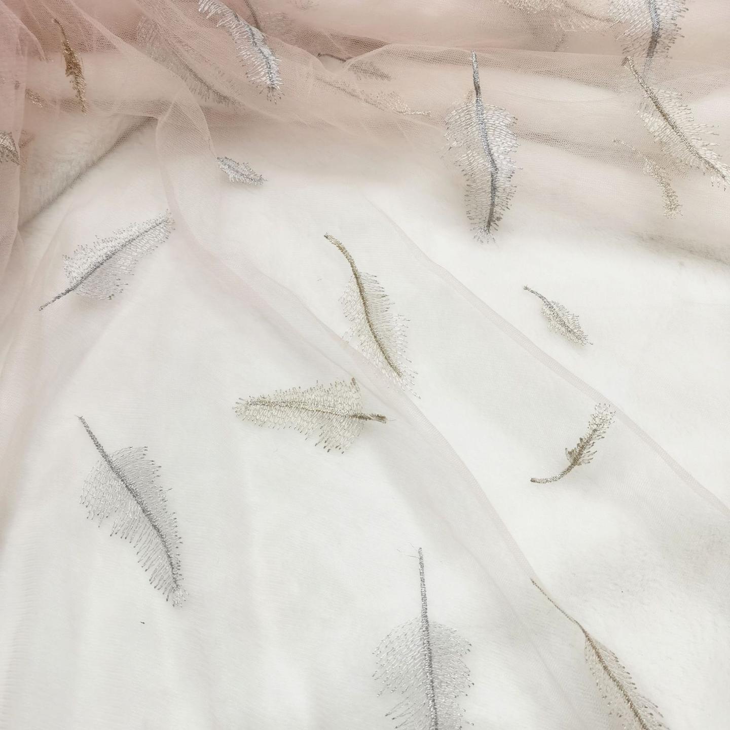 网布蕾丝羽毛刺绣绣花面料网纱