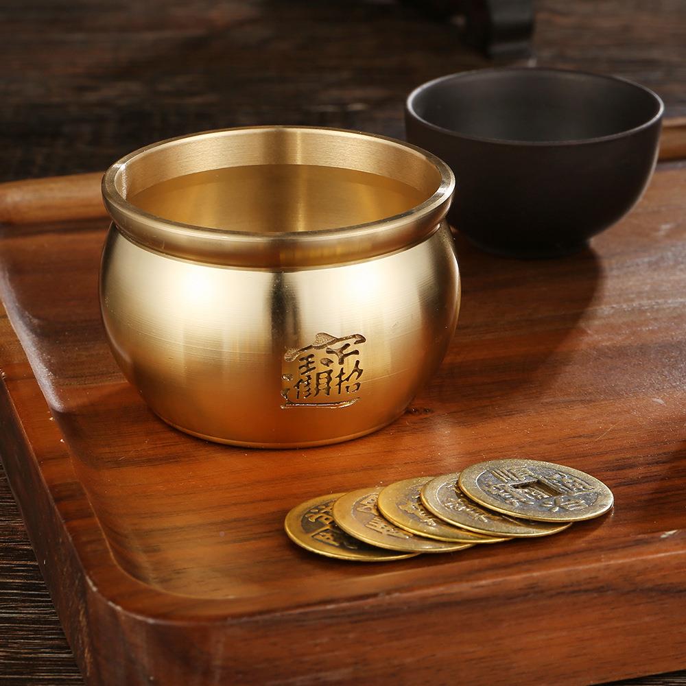 黄铜G4装一缸金鸿摆件客厅家居聚运珠米缸开业礼品聚宝盆工艺品财