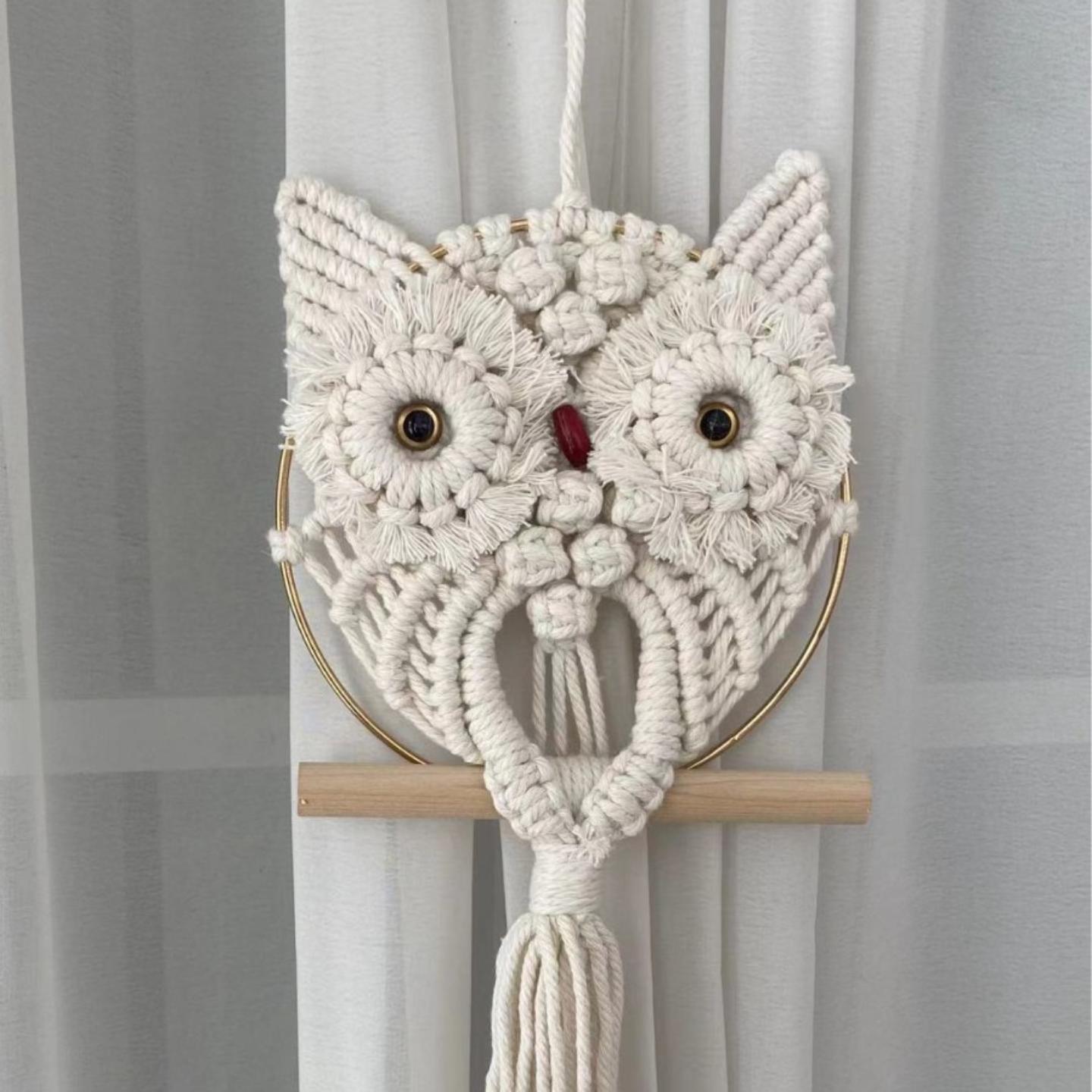 猫头鹰挂件花边壁挂挂毯手工编织