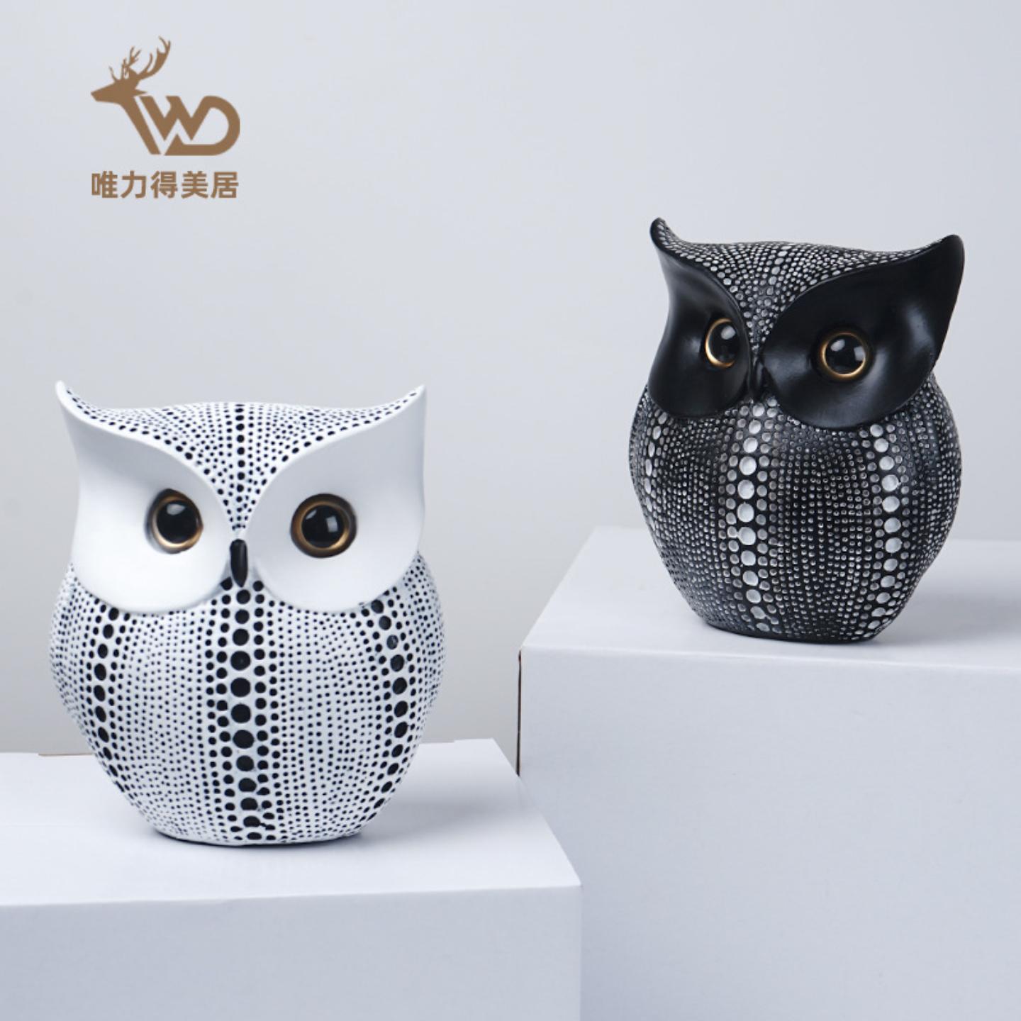 北欧ins 创意猫头鹰摆件树脂工艺品客厅酒柜电视柜桌面软装装饰品