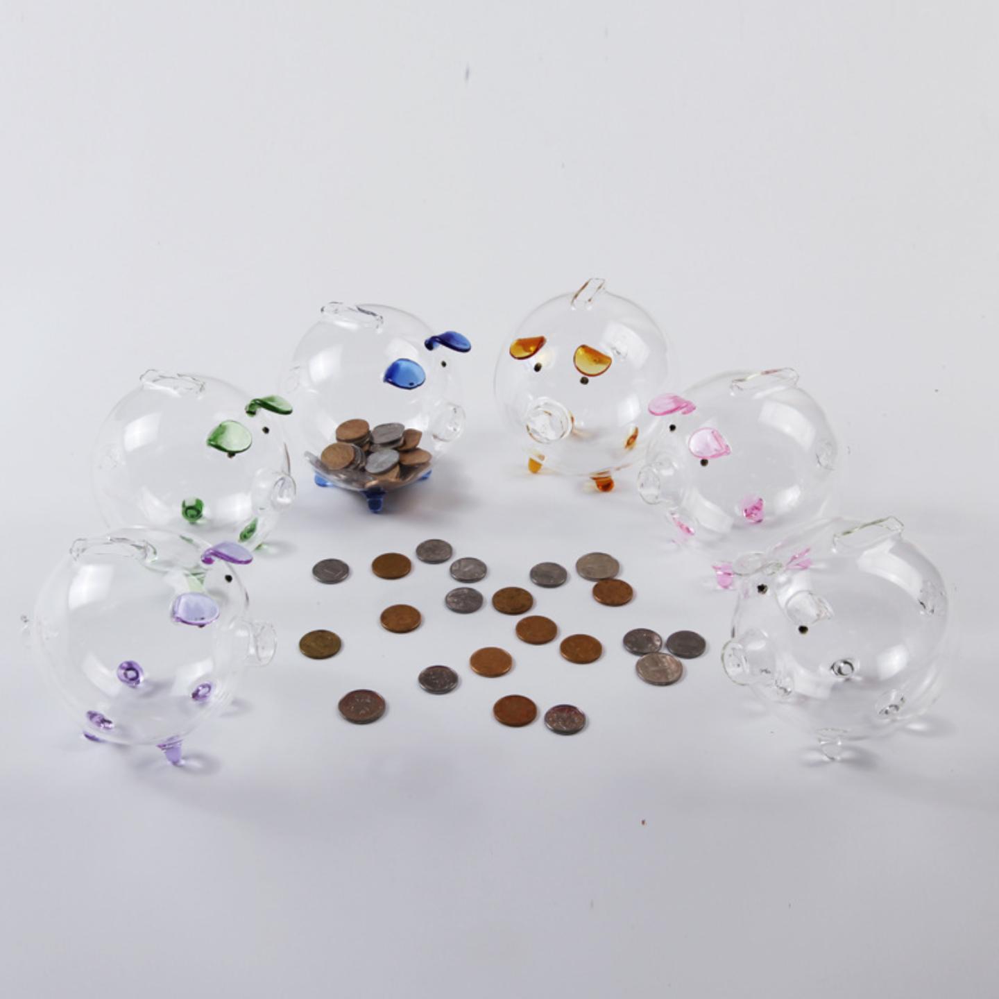 萌趣玻璃小猪储蓄罐,存住美好