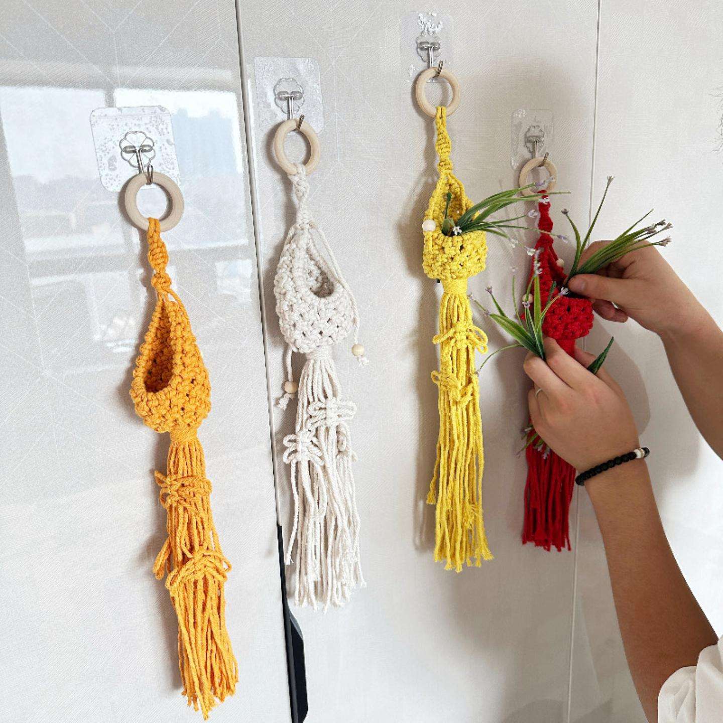 北欧风编织挂饰花盆网兜化妆品