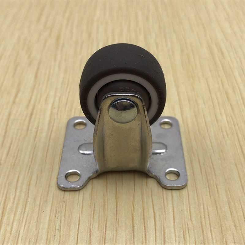 优质1寸静音迷你滚轮定向轮万向轮刹车轮M6*15丝杆轮软胶家具滑轮