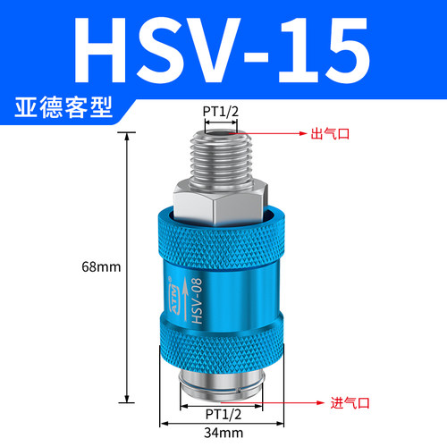 气动手滑阀HVS-08/10/15排气阀1分2分4分手推阀滑动开关双内牙FF