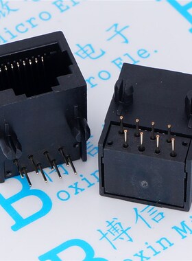 RJ45 18.3 全塑 58全塑 以太网母座 网络接口 8脚 黑色塑料 15*18