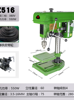 德克Z516BC 16MM台式钻床工业大功率750W钻铣床台钻台式钻铣钻床
