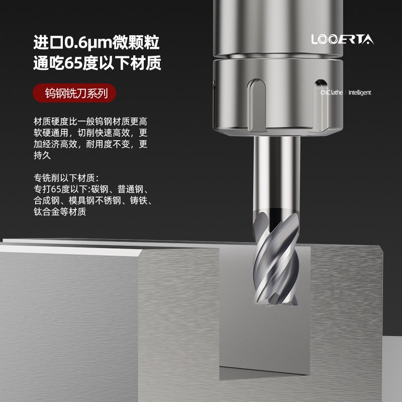 络伊塔65度钨钢短刃铣刀钢件不锈钢用开粗4刃超硬涂层合金立铣刀