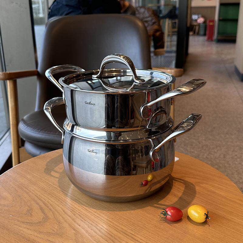 菲仕朗18/10不锈钢20cm涨型蒸汤锅 双耳蒸煮两用4L容量锅不挑炉灶