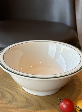 TUXTON陶瓷绿线高汤碗家用创意餐具碗白色简约汤碗