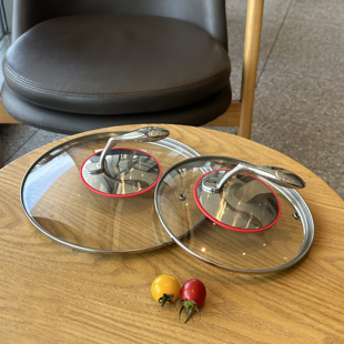 出德国时尚！锅盖钢化玻璃盖盖子汤锅盖304不锈钢玻璃锅盖18-30cm