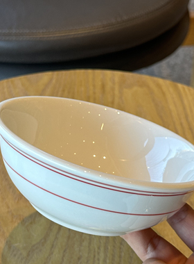 红线小边碗！德士敦5.8英寸吃饭碗喝粥酸奶碗釉下彩陶瓷糖水小碗