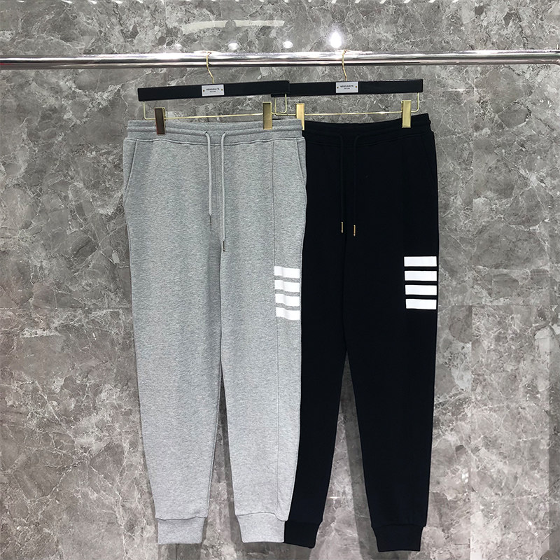 tb卫裤侧边白四杠针织长裤子男女情侣休闲运动裤四条杠束脚裤潮牌