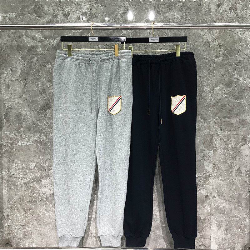 tb纯棉束脚卫裤红白蓝印章潮流男女情侣同款休闲运动裤针织长裤子