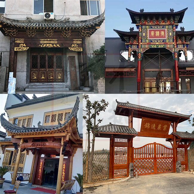 2021中式实木仿古门头屋檐店铺复古装修古建长廊牌0坊门楼定制东