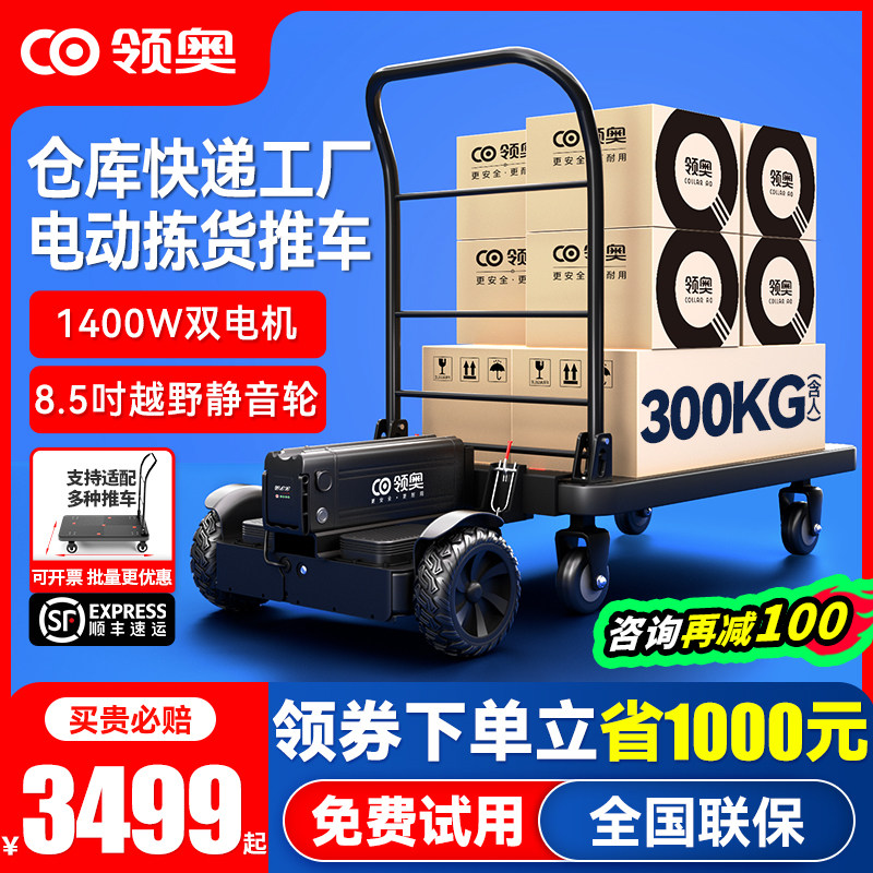 领奥电动手推车小型搬运快递代步平衡车神器仓库载货工具车平板车