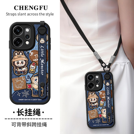 琛赋适用opporeno14pro手机壳reno13新款reno12牛仔小布reno11斜挎挂绳10背带9防摔8腕带7se软6保护套5女oppo
