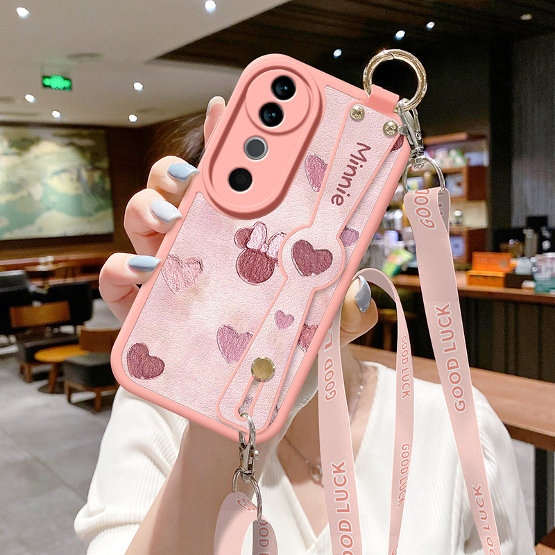 适用vivo s20手机壳S19新款s18pro油画米妮s17e斜挎挂绳x70挂脖子x60可背带x50女s16小羊皮s15腕带s12外壳s10