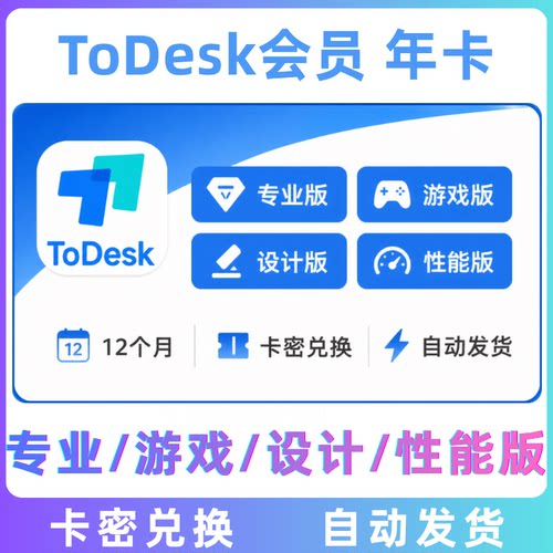 ToDesk专业版会员12个月年卡兑换码激活 远操控制日常办公