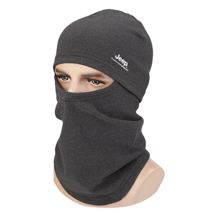 jeep吉普男士帽子摩托车骑行头套保暖德绒一体围脖套头帽冬季面罩