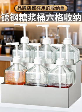 不锈钢糖浆瓶收纳架咖啡奶茶店吧台置物收纳盒果露糖压瓶架子商用