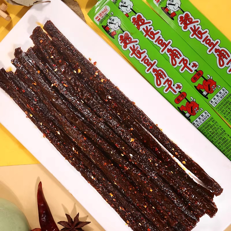 思乡山超长辣条豆角干儿时解馋小零食素牛筋食品小包装香辣味湖南