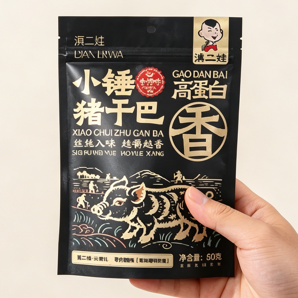 滇二娃云南特产木棰猪肉干巴香辣风干手撕猪肉干解馋肉类零食小吃