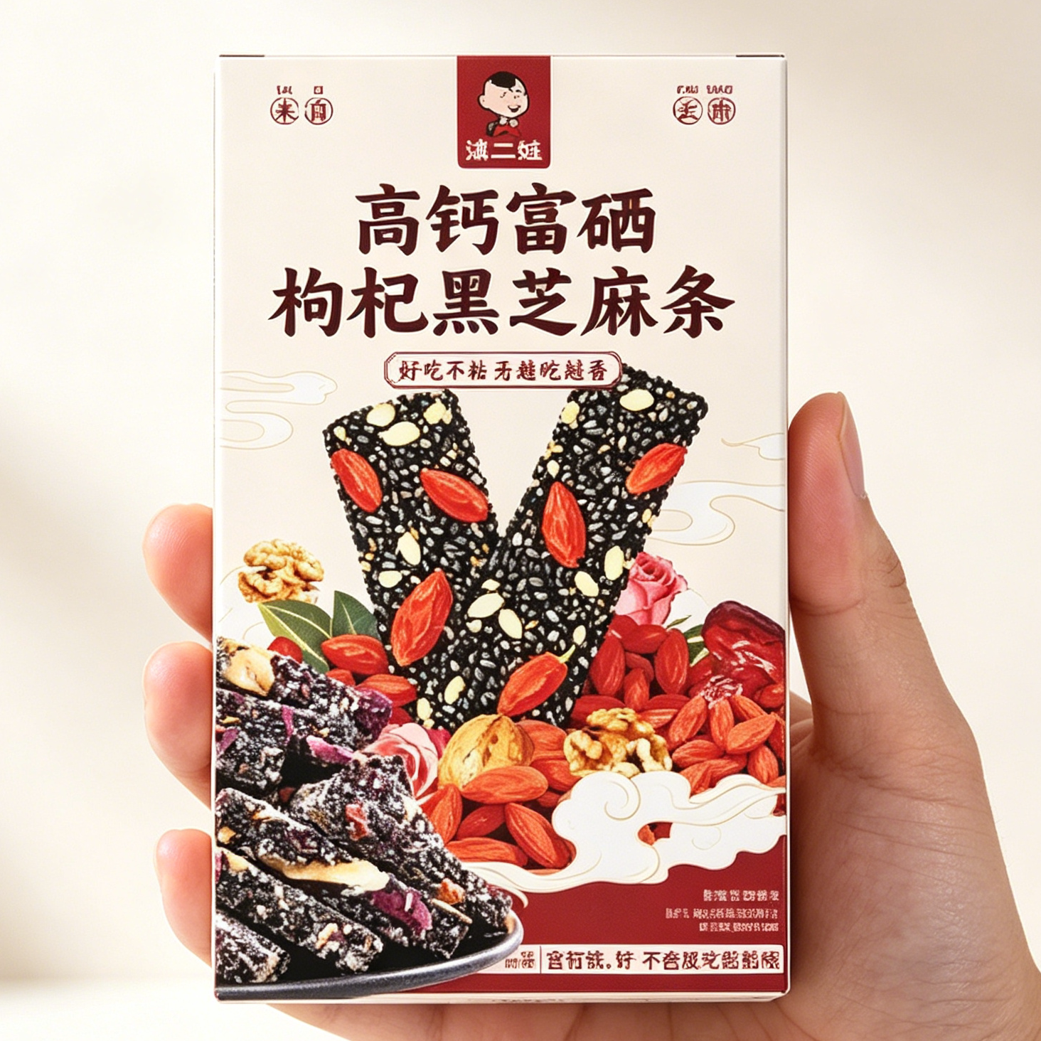 滇二娃云南特产高钙富硒枸杞黑芝麻条酥软营养办公室健康零食