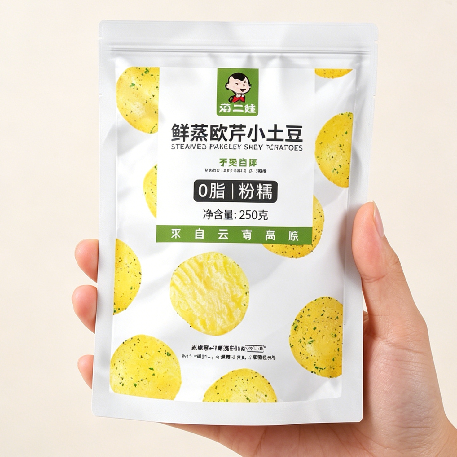 滇二娃鲜蒸小土豆欧芹黑胡椒味免煮高原洋芋爆款即食代餐健康零食