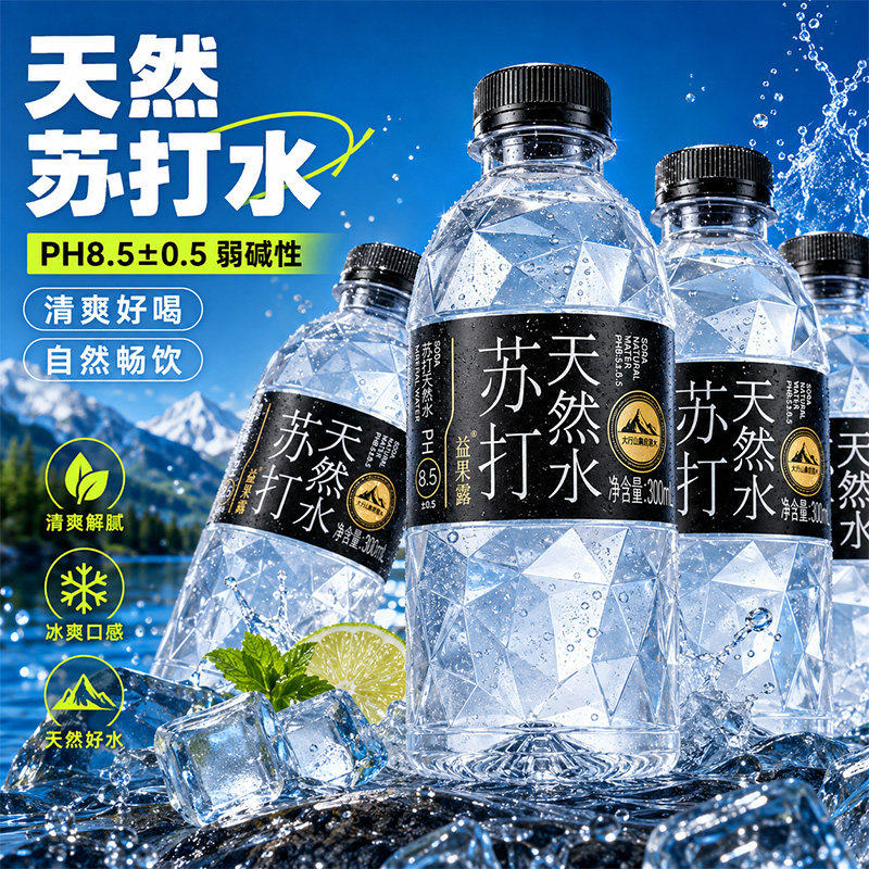 苏打天然水弱碱性无气原味饮用水碱性PH8.5一整箱解渴小瓶便携装