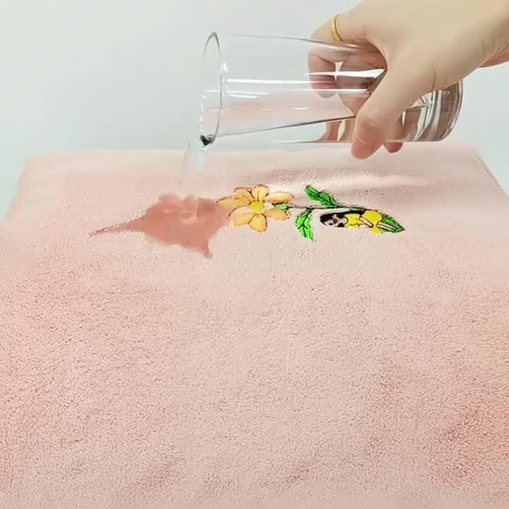 浴巾加大加厚珊瑚绒刺绣