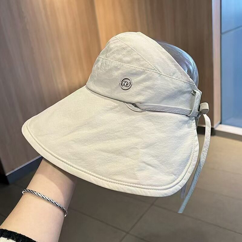 大帽檐空顶帽子夏季户外防晒帽 女款遮脸透气可调节太阳帽